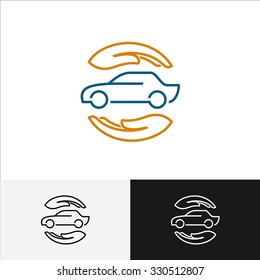 Car Insurance Logo With Care Hands Around