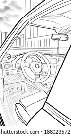 Car Interior Sketch Drawing Old 