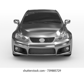 car isolated on white - metal, tinted glass - front view - 3d rendering