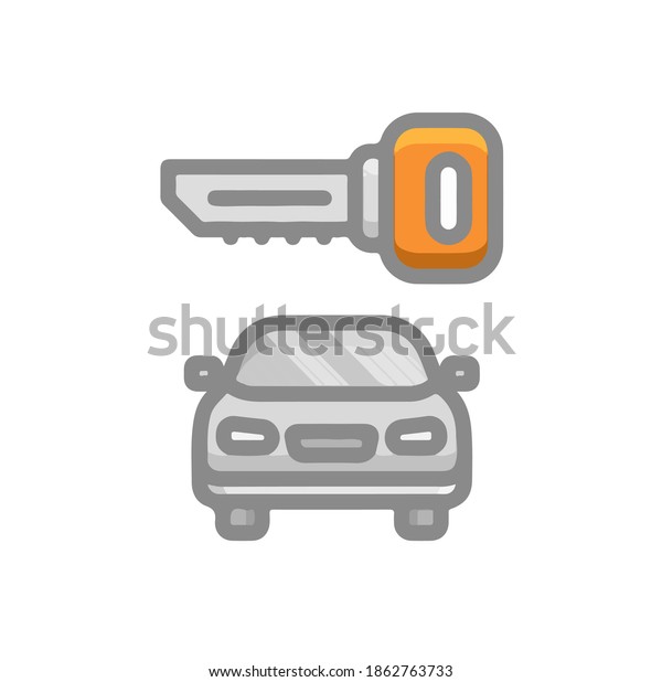 Car Key Icon Symbol Illustration in Flat Style\
Design with Grey\
Color