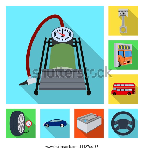 Car, lift, pump and other equipment flat icons in\
set collection for design. Car maintenance station bitmap symbol\
stock illustration\
web.