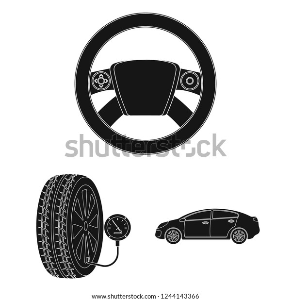 Car, lift, pump and other equipment black icons in\
set collection for design. Car maintenance station bitmap symbol\
stock illustration\
web.