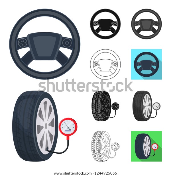 Car, lift, pump and other equipment\
cartoon,black,flat,monochrome,outline icons in set collection for\
design. Car maintenance station bitmap symbol stock illustration\
web.