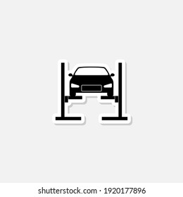 Car Lift Sticker Icon Isolated On White Background