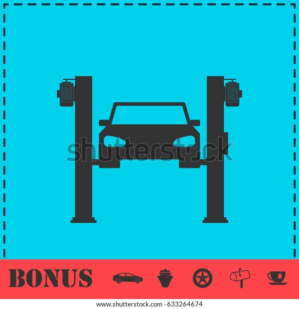 Car lifting icon flat. Simple illustration\
symbol and bonus\
pictogram