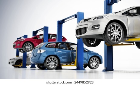 Car lifts isolated on white background. 3D illustration. - Powered by Shutterstock