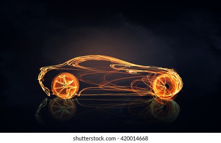 Glowing Abstract Car Outline Silhouette On のイラスト素材 Shutterstock