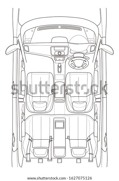 Car line drawing seen from\
above