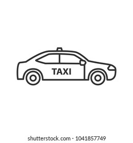 Car Linear Icon. Taxi. Thin Line Illustration. Automobile. Contour Symbol. Raster Isolated Outline Drawing