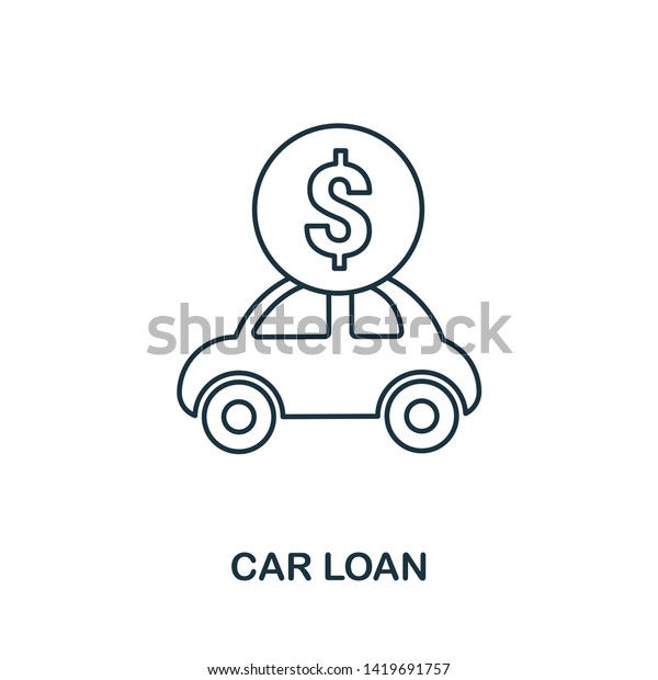 Car Loan outline icon. Thin line style\
icons from personal finance icon collection. Web design, apps,\
software and printing usage simple car loan\
icon.