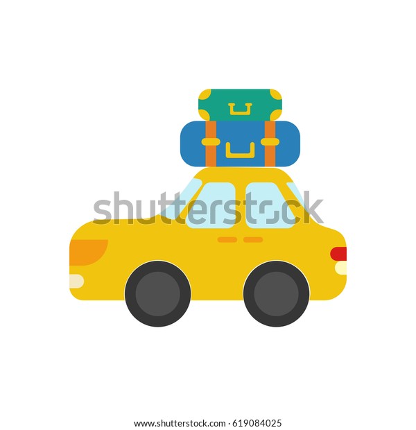 Car\
with luggage on the white background. \
illustration