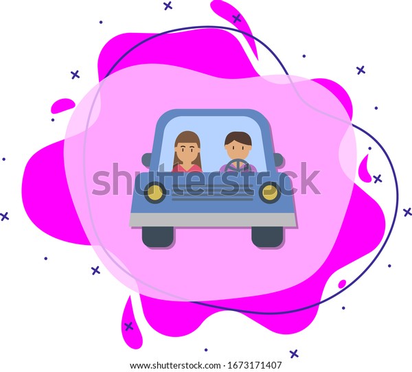 Car, man,\
woman cartoon icon. Simple color illustration of travel icons for\
ui and ux, website or mobile\
application