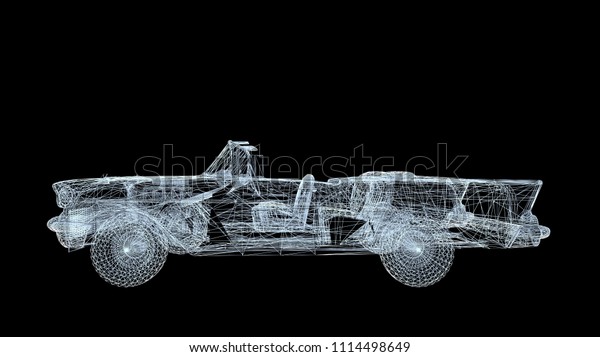 car model body structure, wire model with\
Reflect 3d\
rendering	\
