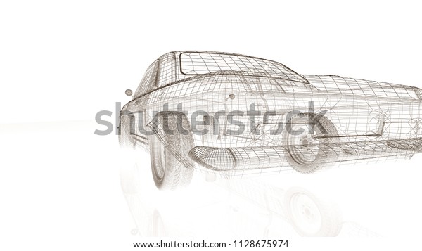 car\
model body structure, wire model 3d\
rendering	\
