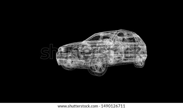car model\
body structure, wire model 3d\
rendering