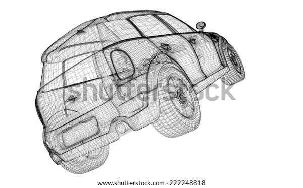 car model ,\
model body structure, wire\
model