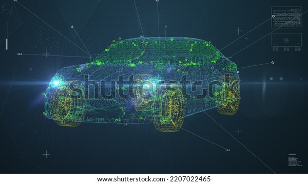 Car\
Model UI Animation. HUD Car Scanning. 3D\
Illustration