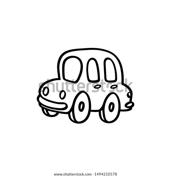 Car outline cartoon\
on white background