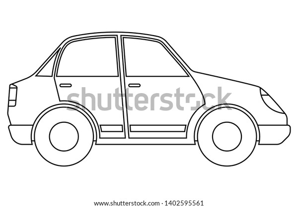 Car. Outline icon. Illustration isolated on white\
background. Raster\
version
