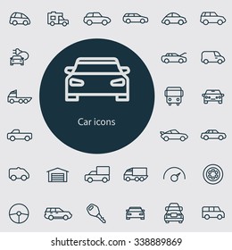 Linear Car Icons Set Universal Car Stock Vector (Royalty Free) 398004421