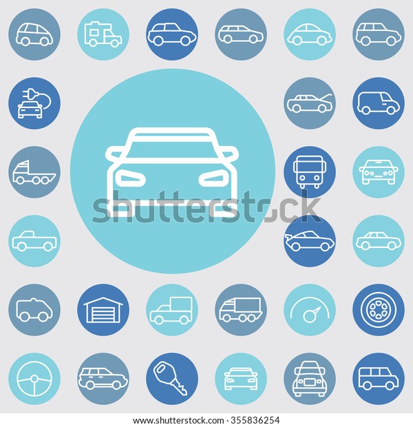 car outline, thin, flat, digital icon set for web\
and mobile