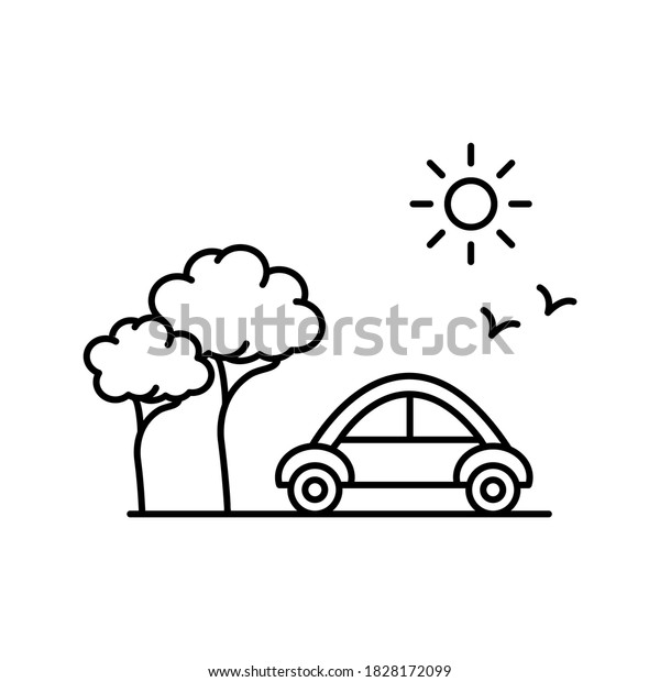Car in the\
park line icon, outline illustration sign, linear style pictogram\
isolated on white. Symbol, logo illustration. Editable stroke.\
Pixel perfect illustration\
graphics
