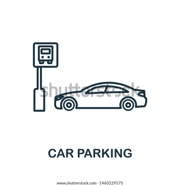 Car Parking outline icon.\
Thin style design from city elements icons collection. Pixel\
perfect symbol of car parking icon. Web design, apps, software,\
print usage.