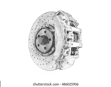 Car Parts & Accessories Hand Drawing - Brakes.