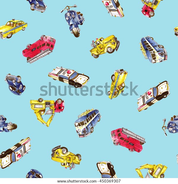 Car pattern of the\
watercolor