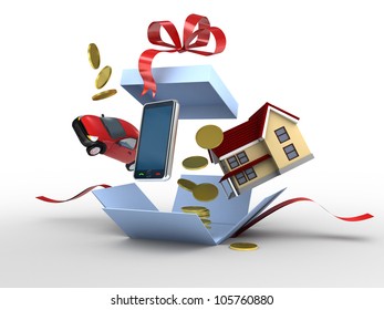 Car, Phone, House And Money As A Gift