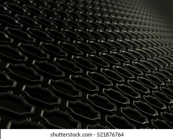 Car radiator grille close-up background texture. Wavy Pattern, Metallic Chrome Aluminium Material and Reflections. 3d rendering, 3d illustration