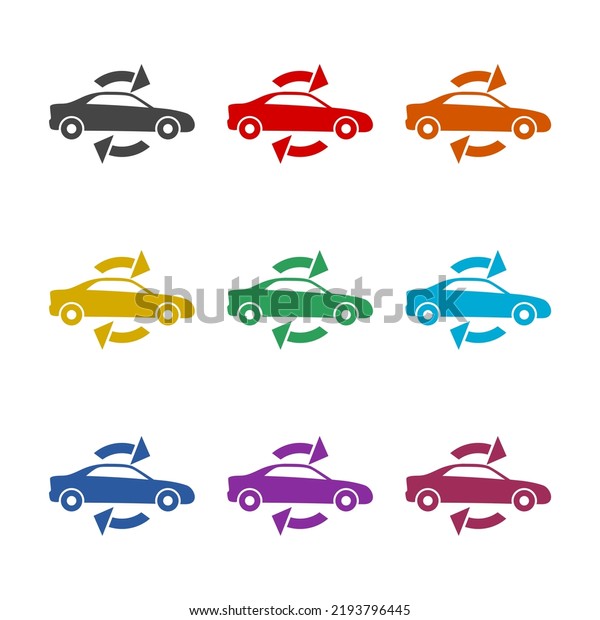Car\
rent. Car sharing service icon. Set icons\
colorful