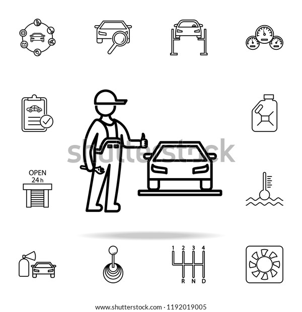 car repair is completed\
icon. Cars service and repair parts icons universal set for web and\
mobile