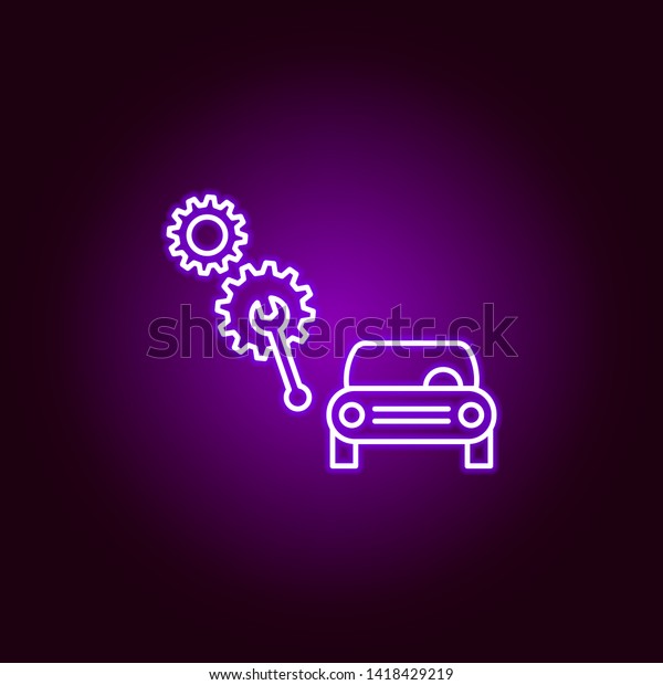 car repair equipment\
outline icon in neon style. Elements of car repair illustration in\
neon style icon. Signs and symbols can be used for web, logo,\
mobile app, UI, UX