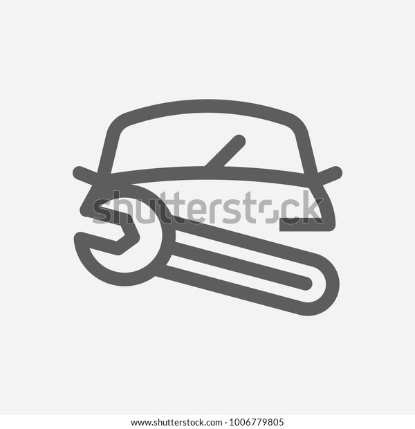 Car\
repair icon line symbol. Isolated  illustration of auto fix sign\
concept for your web site mobile app logo UI\
design.