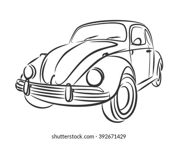 Car Retro Drawing Stock Illustration 392671429