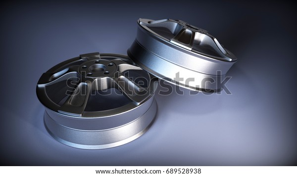 Car rims on background.
3d rendering.