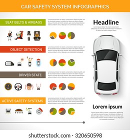 Car Safety Driver Condition Control System Infographics Set With Charts  Illustration