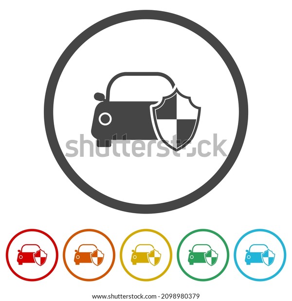 Car\
secure icon isolated on white background, color\
set