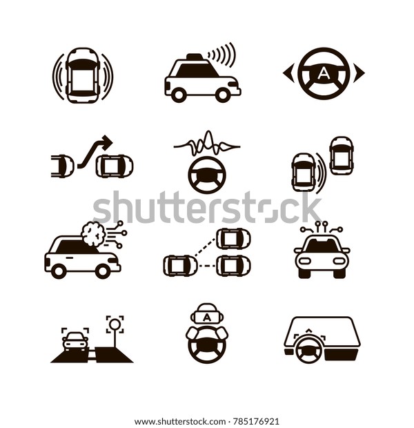 Car self control, futuristic driving
intelligent vehicle systems icons. Smart car control, autonomous
navigation for car
illustration