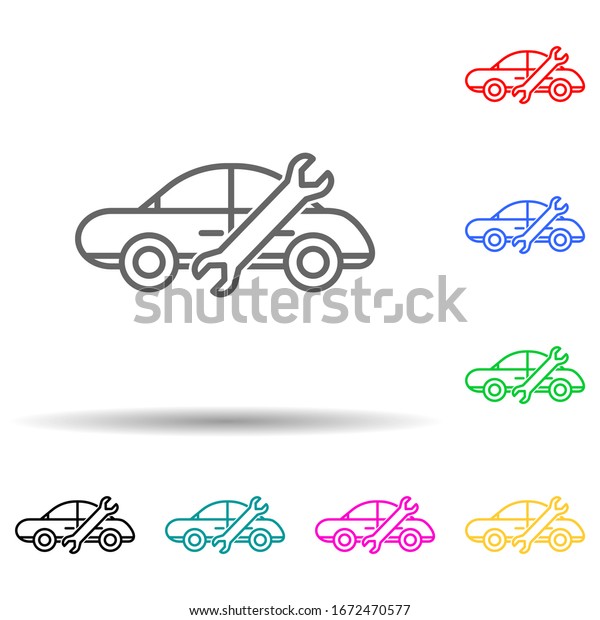 car service multi color style icon. Simple\
thin line, outline of cars service and repair parts icons for ui\
and ux, website or mobile\
application