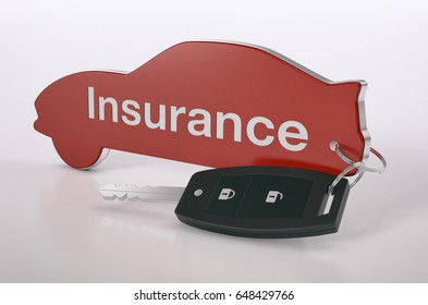 Car Shaped Keyring With Text: Insurance (3d Render)