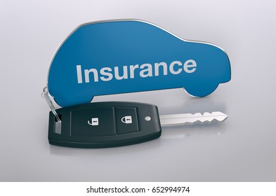 Car Shaped Keyring With Text: Insurance (3d Render)