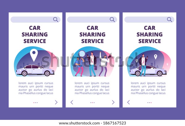 Car sharing\
service mobile app pages\
template