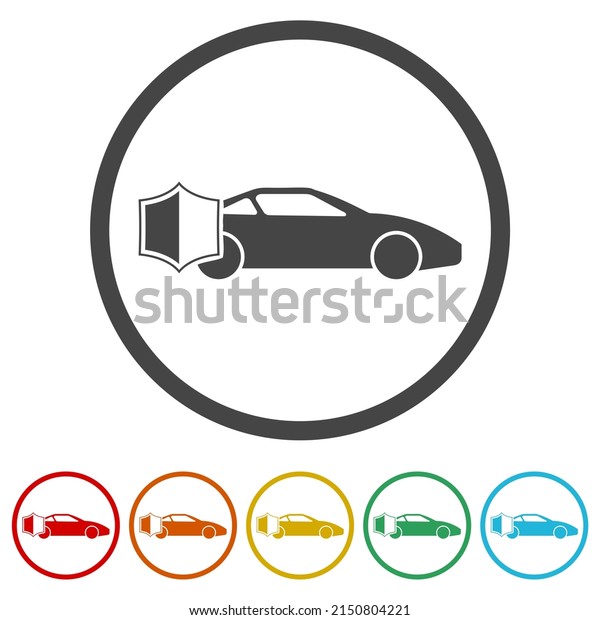 Car\
shield icon on white background. Set icons\
colorful