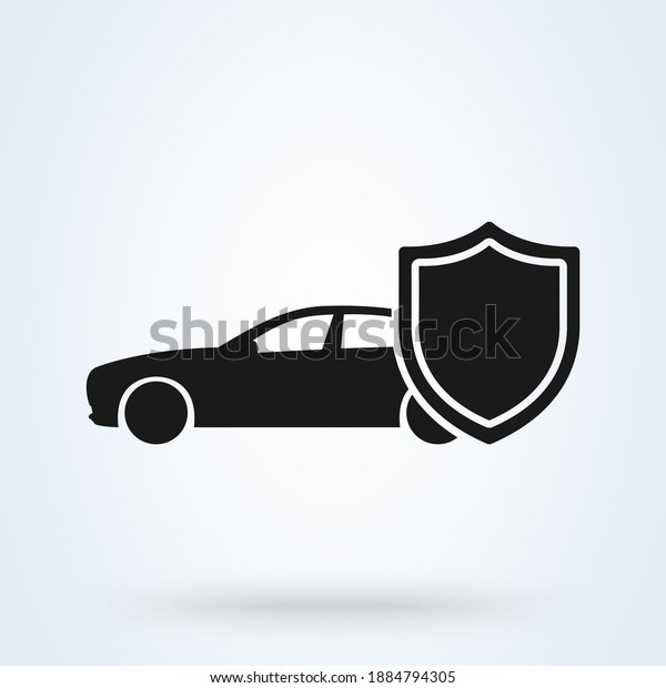 Car shield sign icon or
logo. Car insurance concept. Car protection, guard shield
illustration.

