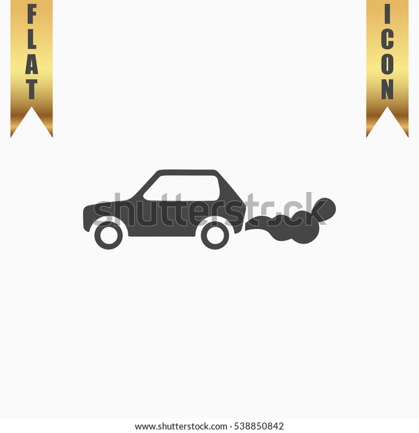 Car smoke Icon Illustration. Flat simple\
icon on light background with gold\
ribbons