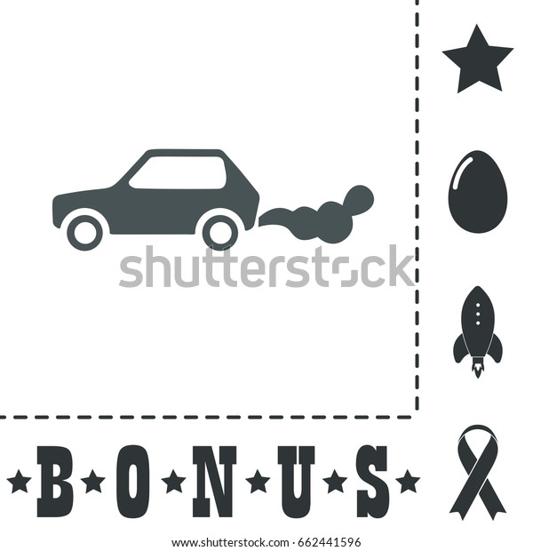 Car smoke Icon Illustration. Flat pictogram\
on white background and bonus\
icons