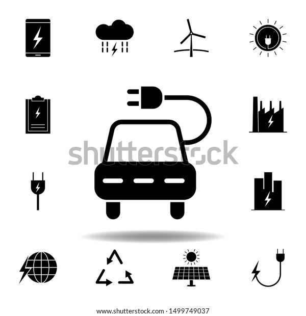car, socket icon .\
Set of alternative energy illustrations icons. Can be used for web,\
logo, mobile app, UI,\
UX