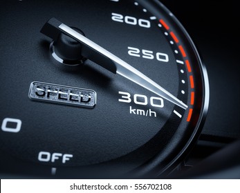 Car Speedometer 3d Rendering Illustration. High Speed Concept 